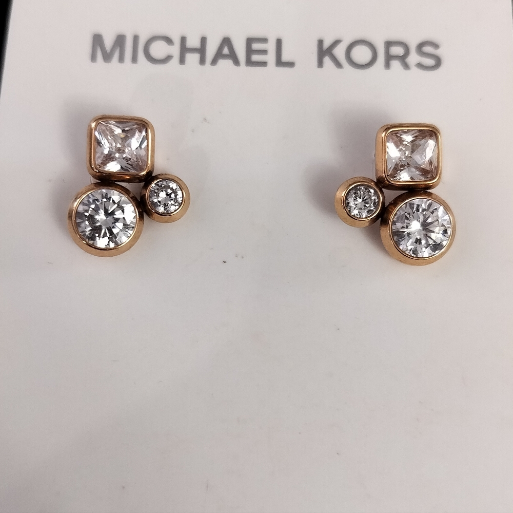 Michael Kors Rose Gold Cluster  Zirconia Post Earrings
